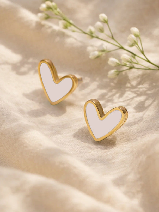 Demi Fine 18K Gold Plated Minimilist Heart Stud Earrings | Anti Tarnish
