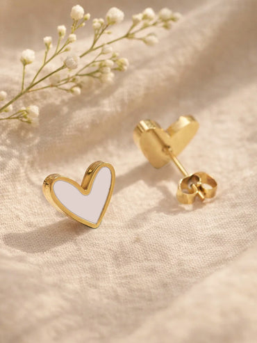 Demi Fine 18K Gold Plated Minimilist Heart Stud Earrings | Anti Tarnish