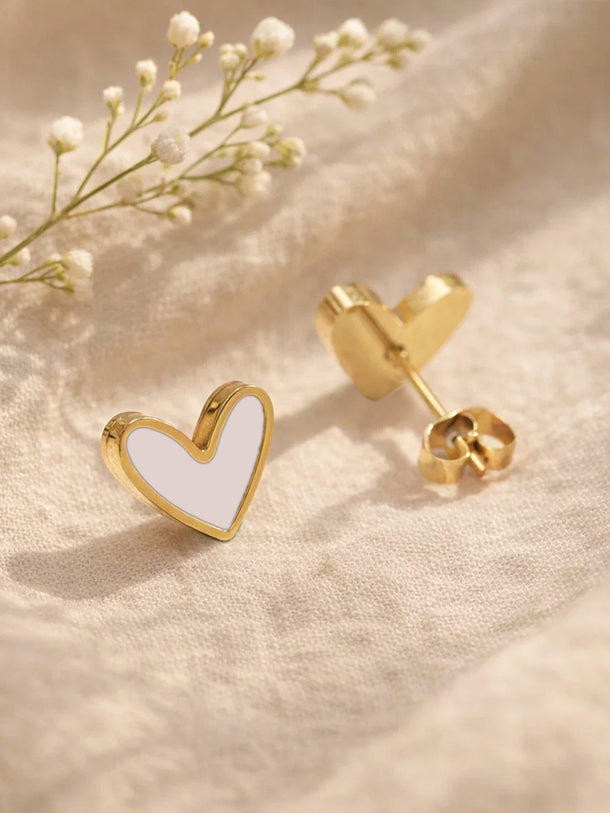 Demi Fine 18K Gold Plated Minimilist Heart Stud Earrings | Anti Tarnish