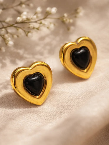 Demi Fine 18K Gold Plated Enamel Dual Heart Studs | Anti Tarnish