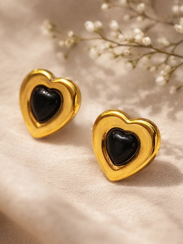 Demi Fine 18K Gold Plated Enamel Dual Heart Studs | Anti Tarnish