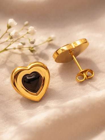 Demi Fine 18K Gold Plated Enamel Dual Heart Studs | Anti Tarnish