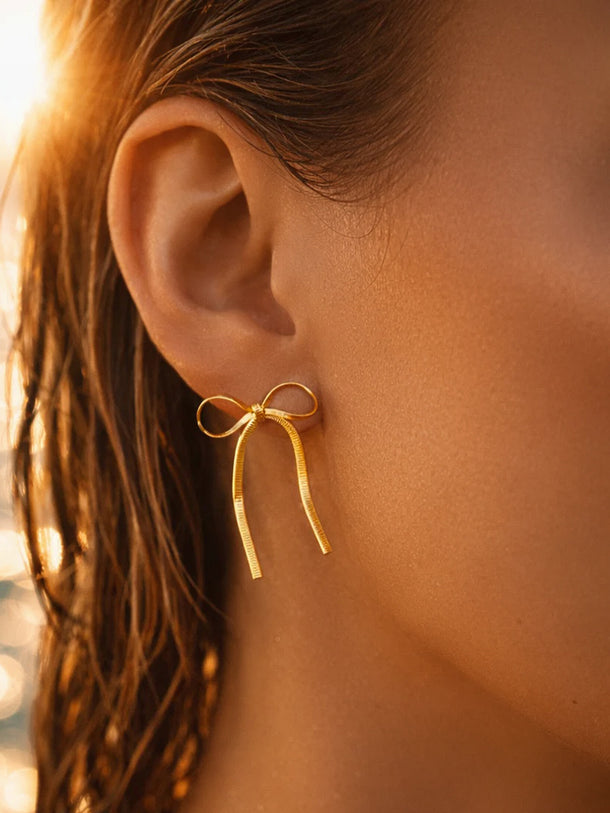 Demi Fine 18K Gold Plated Ribbon Stud Earrings | Anti Tarnish