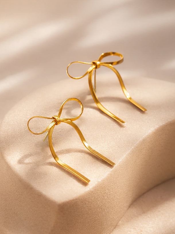 Demi Fine 18K Gold Plated Ribbon Stud Earrings | Anti Tarnish