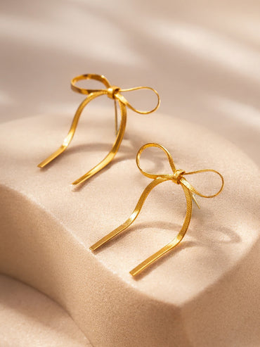 Demi Fine 18K Gold Plated Ribbon Stud Earrings | Anti Tarnish