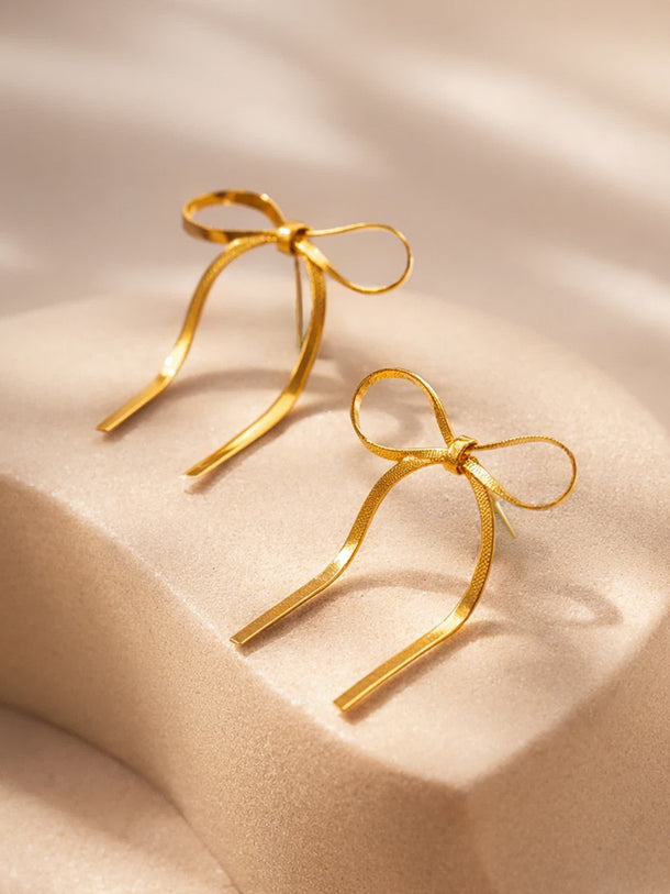 Demi Fine 18K Gold Plated Ribbon Stud Earrings | Anti Tarnish