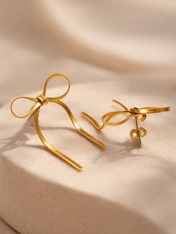 Demi Fine 18K Gold Plated Ribbon Stud Earrings | Anti Tarnish