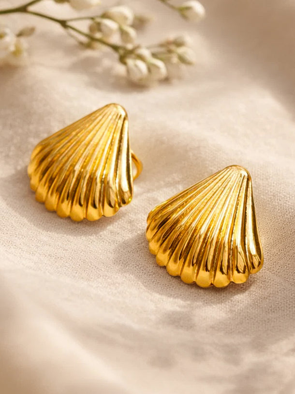 Demi Fine 18K Gold Plated Textured Shell Stud Earrings | Anti Tarnish