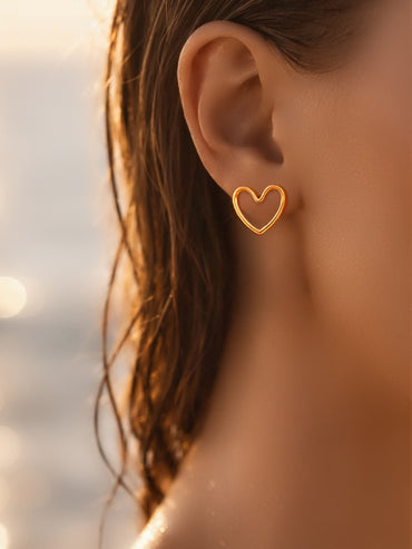 Demi Fine 18K Gold Plated Halo Heart Stud Earrings | Anti Tarnish
