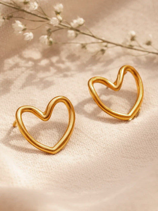 Demi Fine 18K Gold Plated Halo Heart Stud Earrings | Anti Tarnish