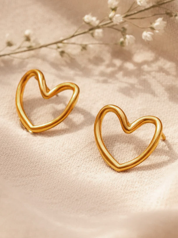 Demi Fine 18K Gold Plated Halo Heart Stud Earrings | Anti Tarnish
