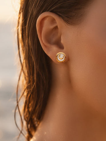 Demi Fine 18K Gold Plated Geometric Moon Stud Earrings | Anti Tarnish