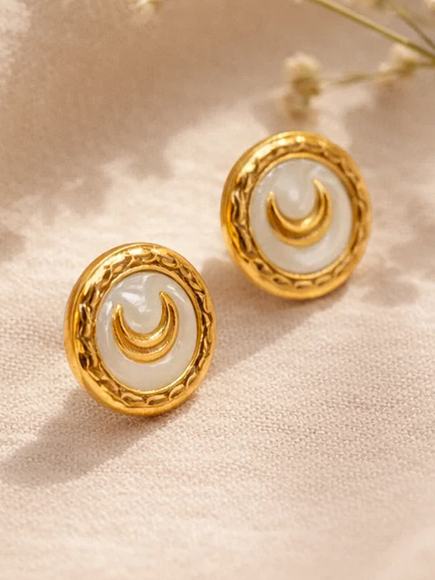 Demi Fine 18K Gold Plated Geometric Moon Stud Earrings | Anti Tarnish