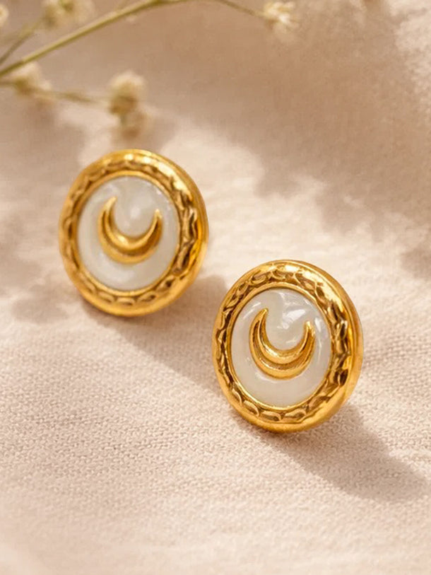 Demi Fine 18K Gold Plated Geometric Moon Stud Earrings | Anti Tarnish