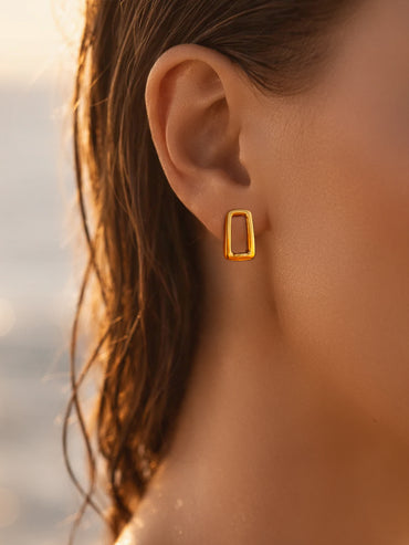 Demi Fine 18K Gold Plated Geometric Round Stud Earrings | Anti Tarnish