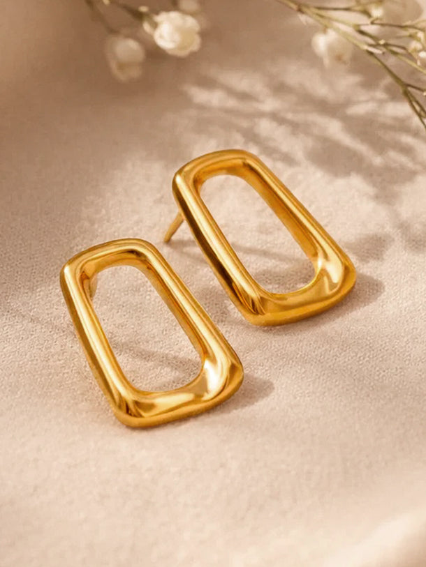 Demi Fine 18K Gold Plated Geometric Round Stud Earrings | Anti Tarnish
