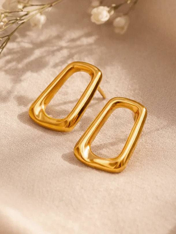 Demi Fine 18K Gold Plated Geometric Round Stud Earrings | Anti Tarnish