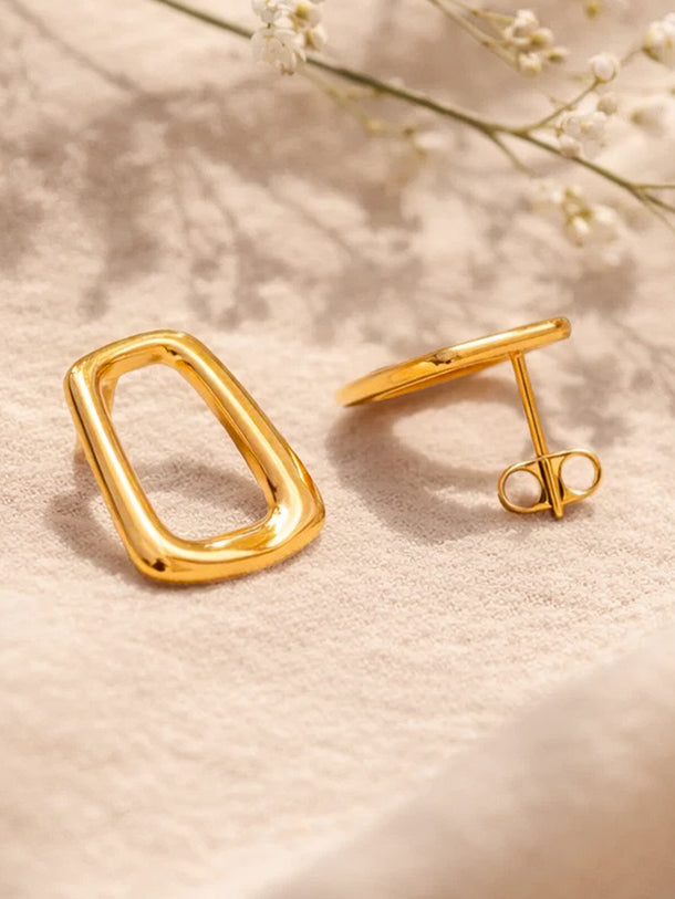 Demi Fine 18K Gold Plated Geometric Round Stud Earrings | Anti Tarnish