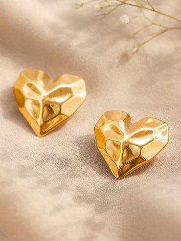 Demi Fine 18K Gold Plated Textured Heart Stud Earrings | Anti Tarnish
