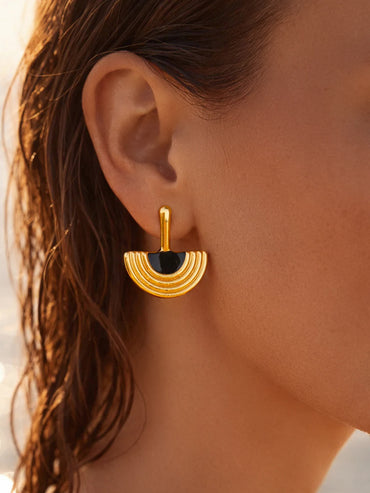 Demi Fine 18K Gold Plated Arch Enamel Statement Drop Earrings | Anti Tarnish