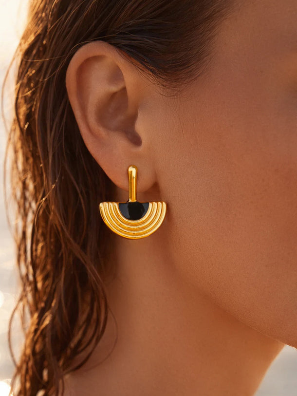 Demi Fine 18K Gold Plated Arch Enamel Statement Drop Earrings | Anti Tarnish