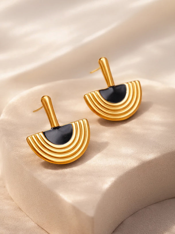 Demi Fine 18K Gold Plated Arch Enamel Statement Drop Earrings | Anti Tarnish