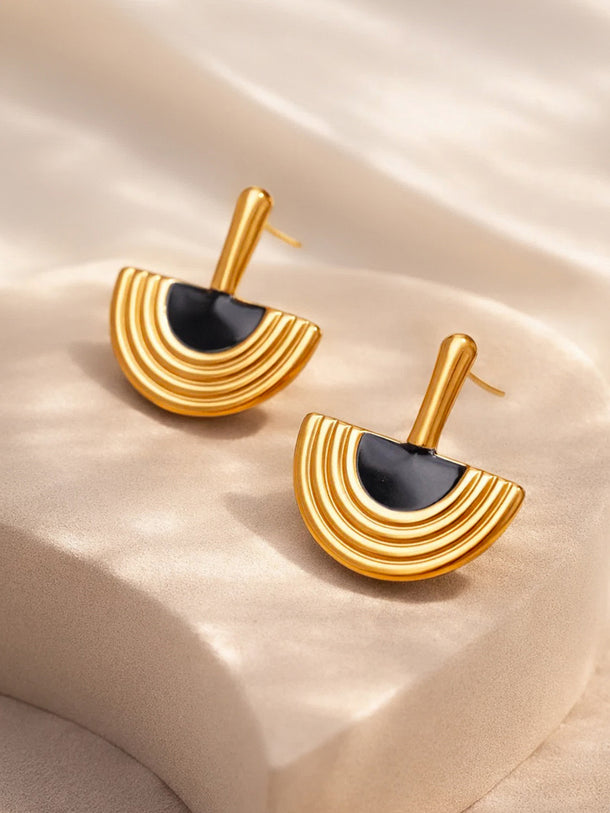 Demi Fine 18K Gold Plated Arch Enamel Statement Drop Earrings | Anti Tarnish