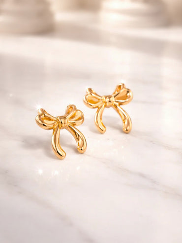 Demi Fine 18K Gold Plated Hammered Bow Stud Earrings | Anti Tarnish