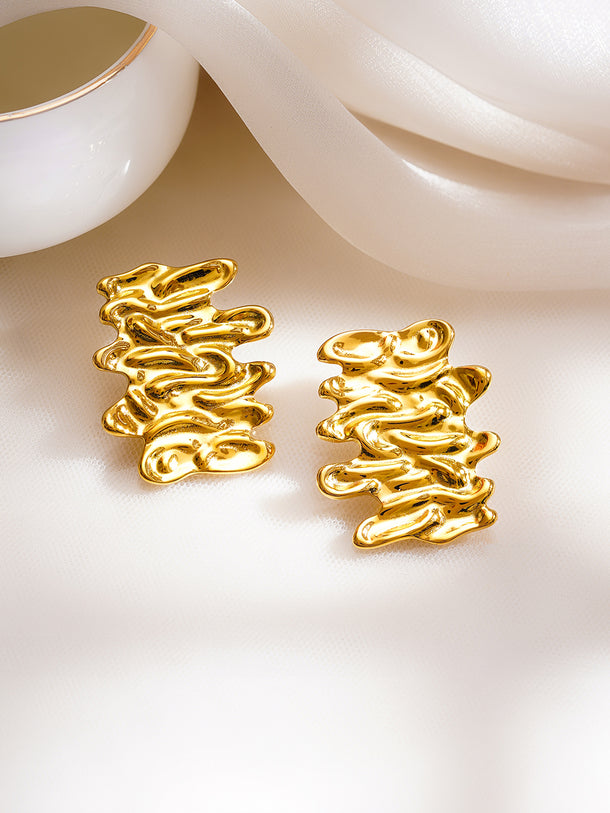 Demifine 18K Gold Plated Stainless Steel Statement Abstract Stud Earrings