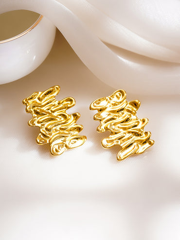 Demifine 18K Gold Plated Stainless Steel Statement Abstract Stud Earrings