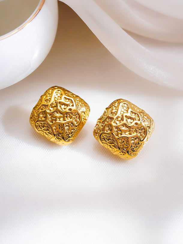 Demifine 18K Gold Plated Stainless Steel Statement Stud Earrings