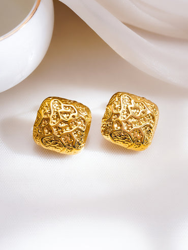 Demifine 18K Gold Plated Stainless Steel Statement Stud Earrings