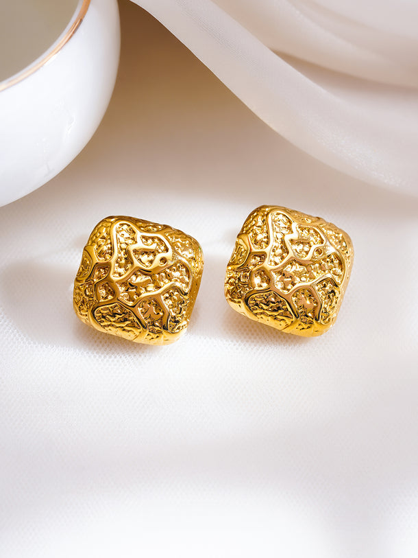 Demifine 18K Gold Plated Stainless Steel Statement Stud Earrings