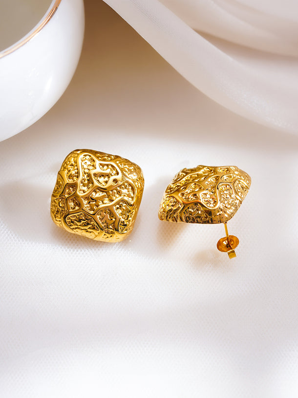 Demifine 18K Gold Plated Stainless Steel Statement Stud Earrings