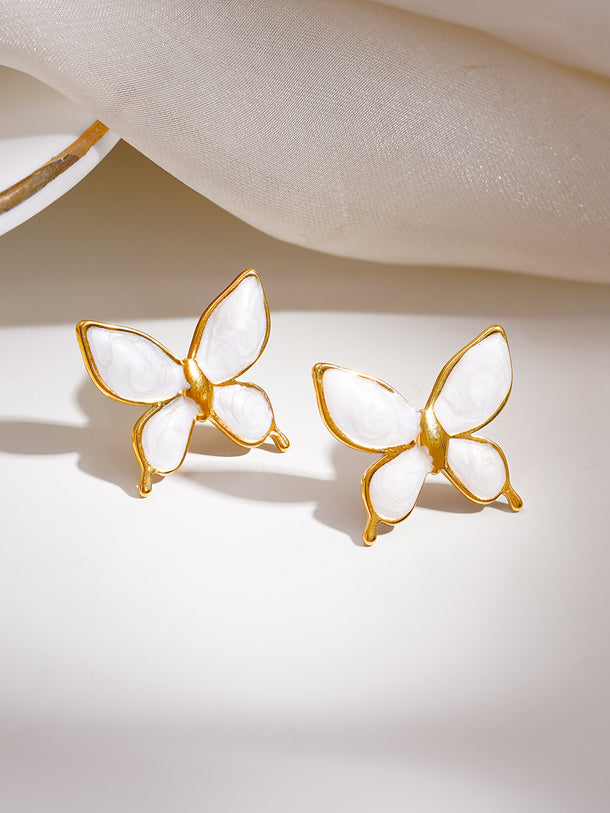 Demi Fine White Butterfly Charm Studs Earrings