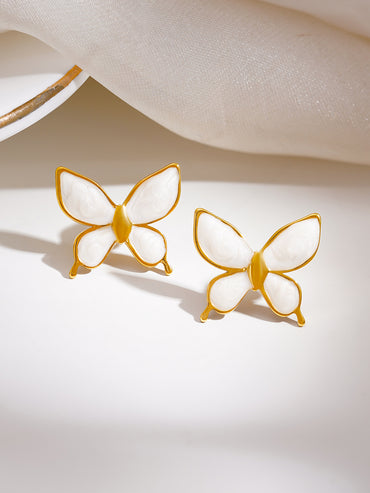Demi Fine White Butterfly Charm Studs Earrings