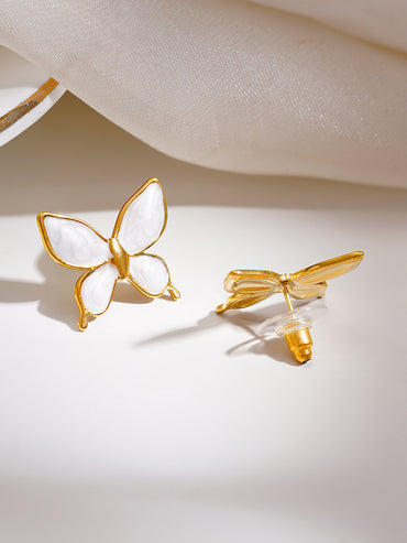Demi Fine White Butterfly Charm Studs Earrings