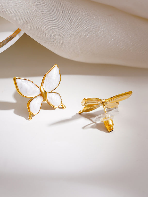Demi Fine White Butterfly Charm Studs Earrings