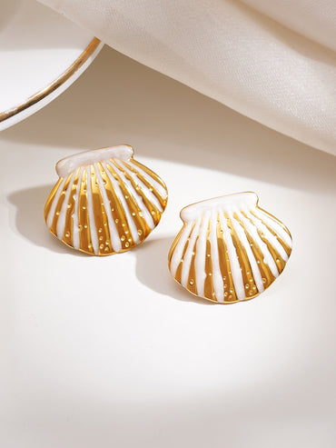 Demi Fine Coastal Shell Statement Studs Earrings