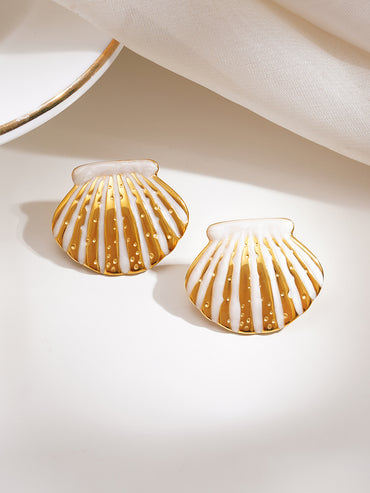 Demi Fine Coastal Shell Statement Studs Earrings