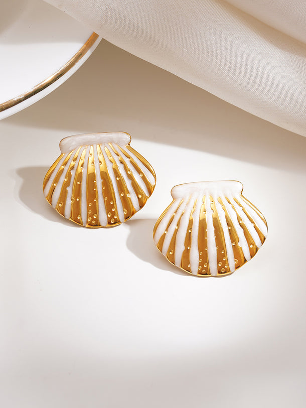 Demi Fine Coastal Shell Statement Studs Earrings