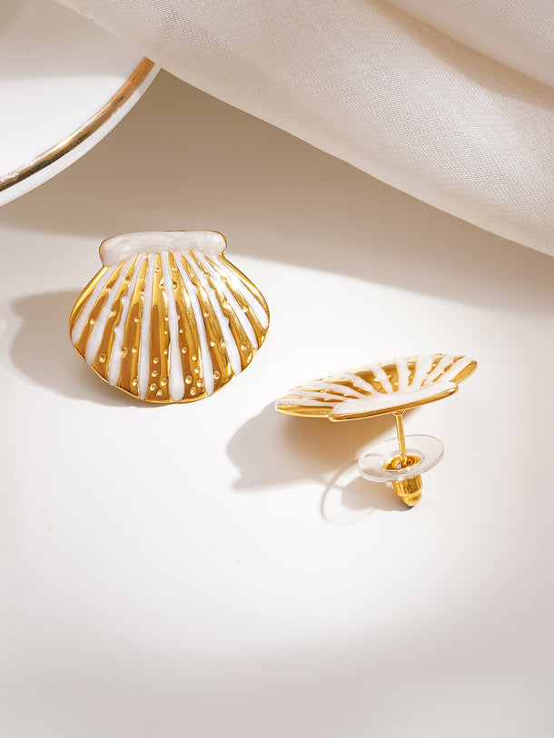 Demi Fine Coastal Shell Statement Studs Earrings