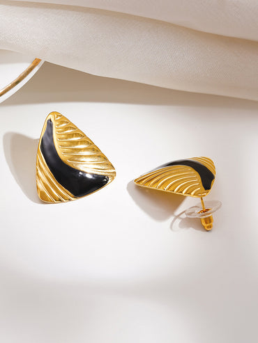 Demi Fine Black & Gold Sculpted Studs Earrings