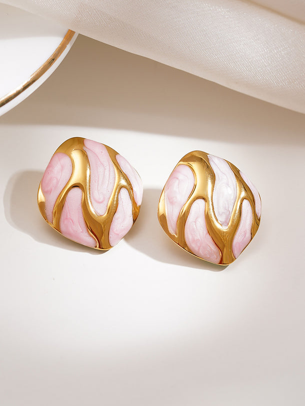 Demifine 18K Gold Plated Stainless steel Midnight Flame Stud Earrings