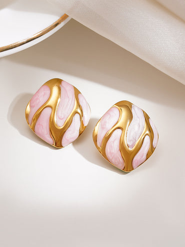 Demifine 18K Gold Plated Stainless steel Midnight Flame Stud Earrings