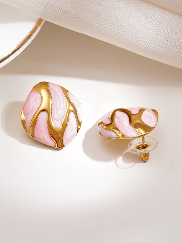 Demifine 18K Gold Plated Stainless steel Midnight Flame Stud Earrings