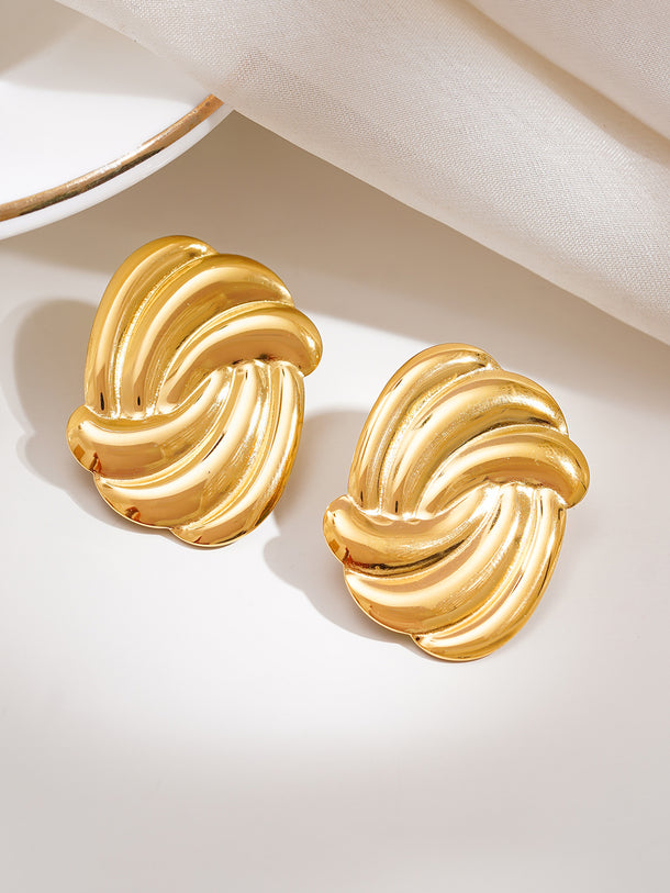 Demi Fine Golden Twist Stud Earrings