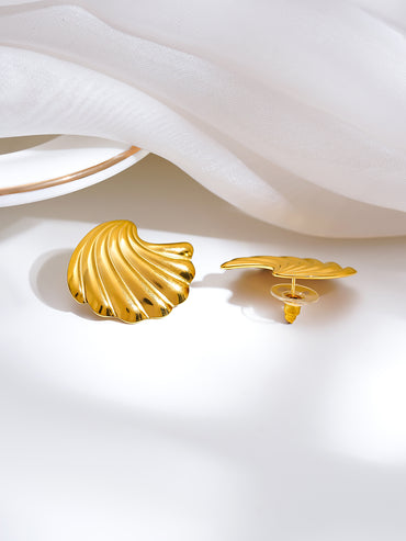 Demifine 18K Gold Plated Stainless steel Golden Shore Stud Earrings