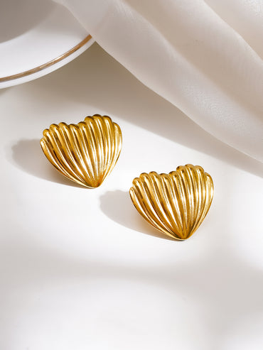 Demi Fine 18K Gold Plated Stainless steel Heart Shell Stud Earrings