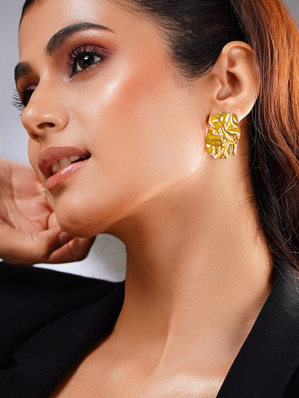 Demi Fine Golden Crush Statement Studs Earrings